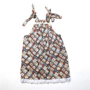 Vintage Handmade Dress Girls Size 5T Brown Patchwork Sundress